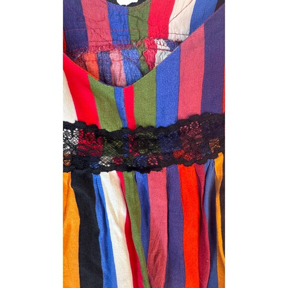 ZARA TRF Multicolor Striped Sleeveless Camisole With Black Lace Detail - Picture 12 of 15